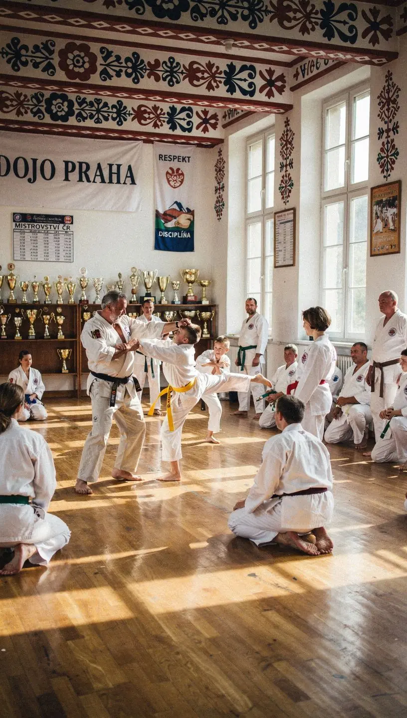 ЕЅeny se ГєДЌastnГ­ cviДЌebnГ­ho programu v parku.