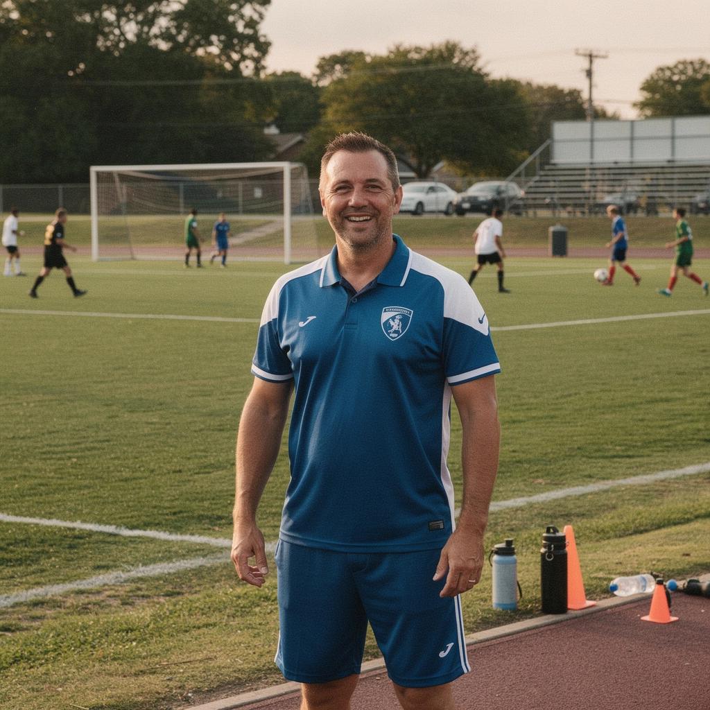 Skupina mladých atletů trénuje na místním stadionu při slunečném dni.
