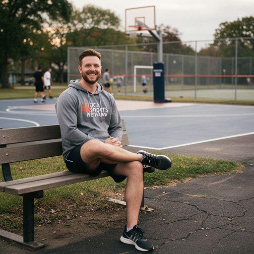 Ženský tým běžců se připravuje na závod, v pozadí vidíme městský park.